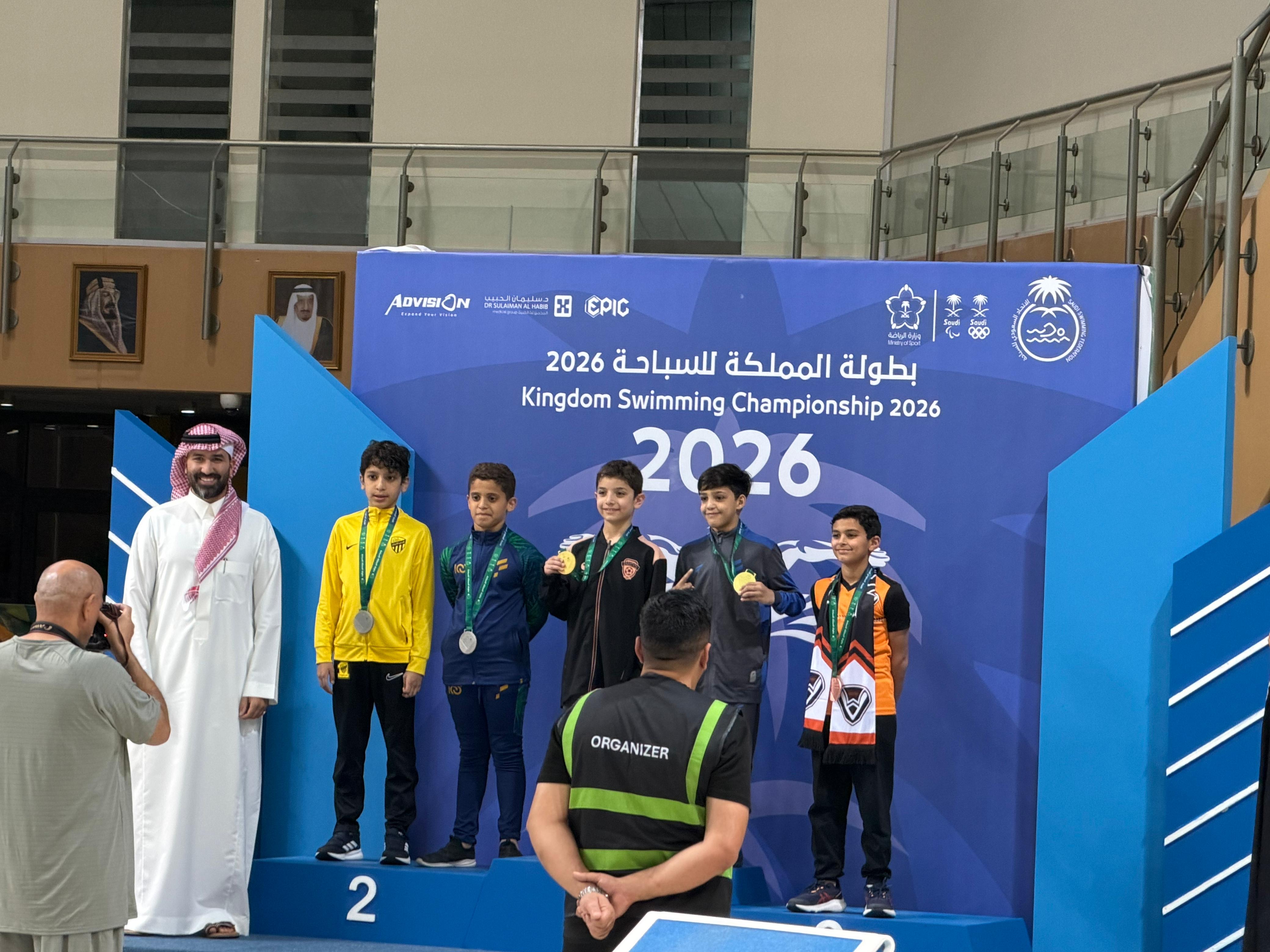 سباح الفيحاء قيس أحمد فتحي يحقق المركز الاول والميدالية الذهبية في بطولة المملكة فئتي البراعم والناشئين